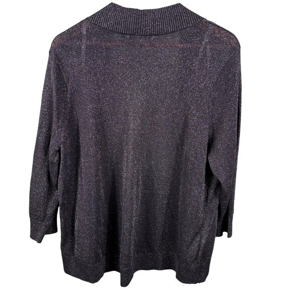 Tommy Bahama Cardigan Women Size XL Black Sparkly  Linen Ribbed Open Front Light - Picture 2 of 10